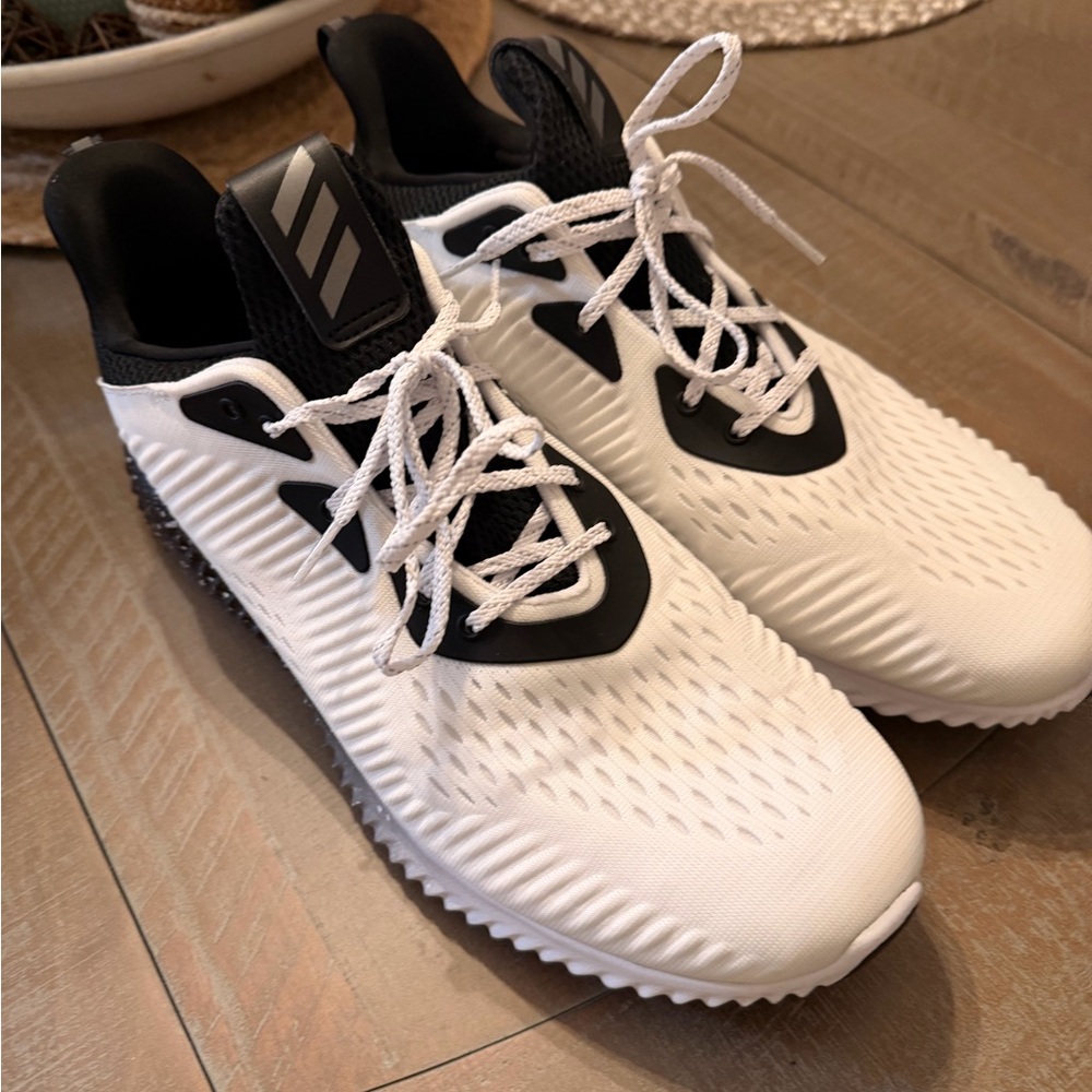 Adidas Men's White and Black Athletic Sneakers
